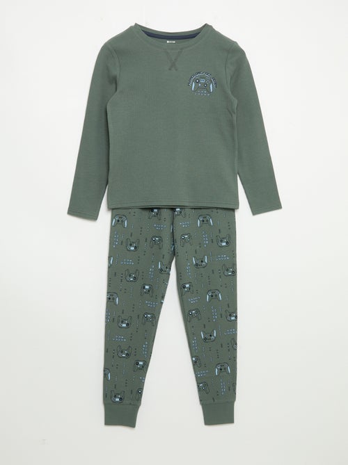 Pyjama 2 pièces - T-shirt à manches longues + pantalon - Kiabi