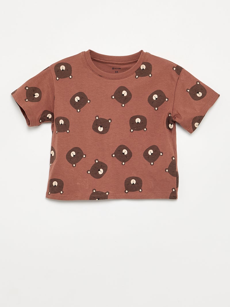 Pyjama 2 pièces - T-shirt + short Marron - Kiabi
