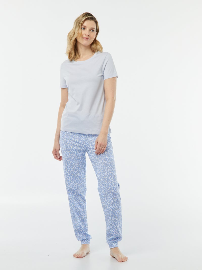 Pyjama 2 pièces - tee-shirt + pantalon imprimé Bleu - Kiabi