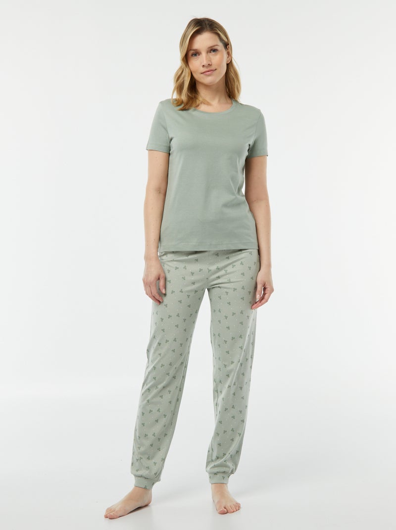 Pyjama 2 pièces - tee-shirt + pantalon imprimé Vert - Kiabi