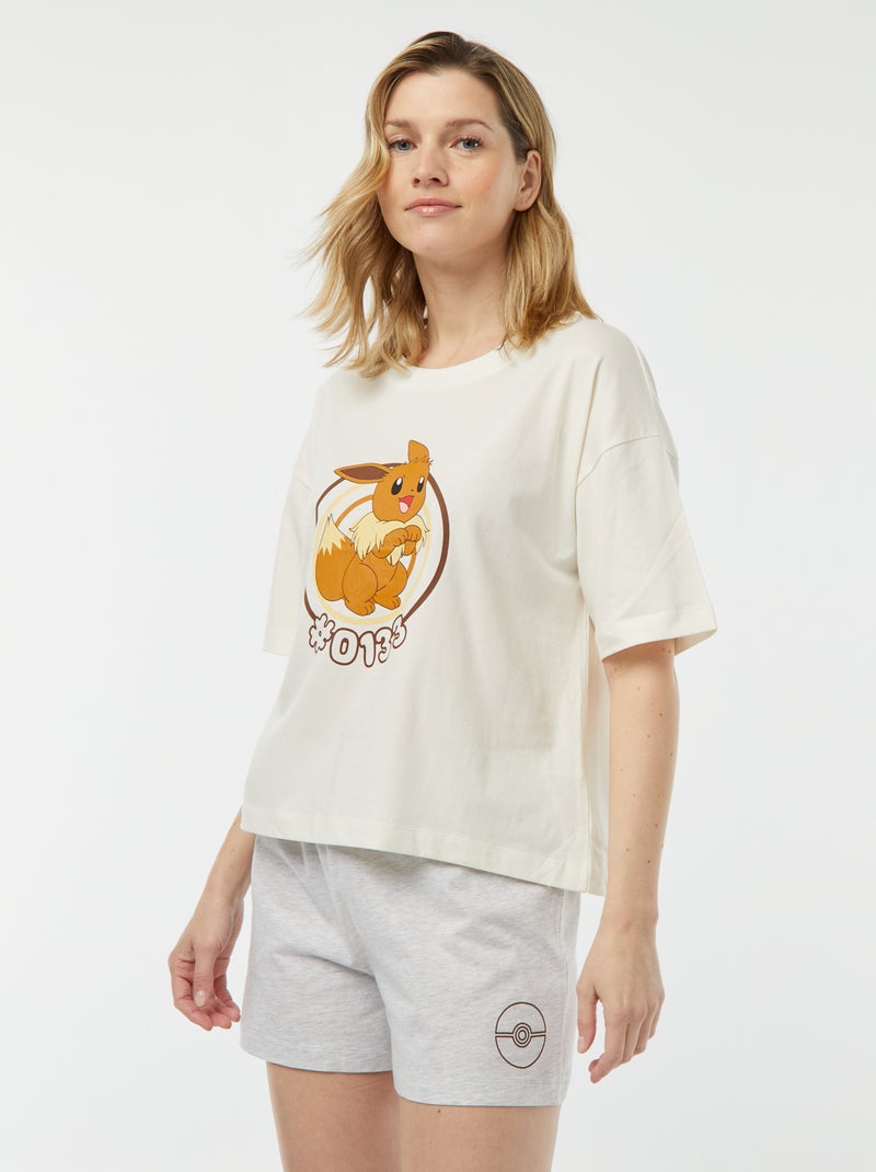 Pyjama 2 pièces - tee-shirt + short 'Evoli' Blanc - Kiabi