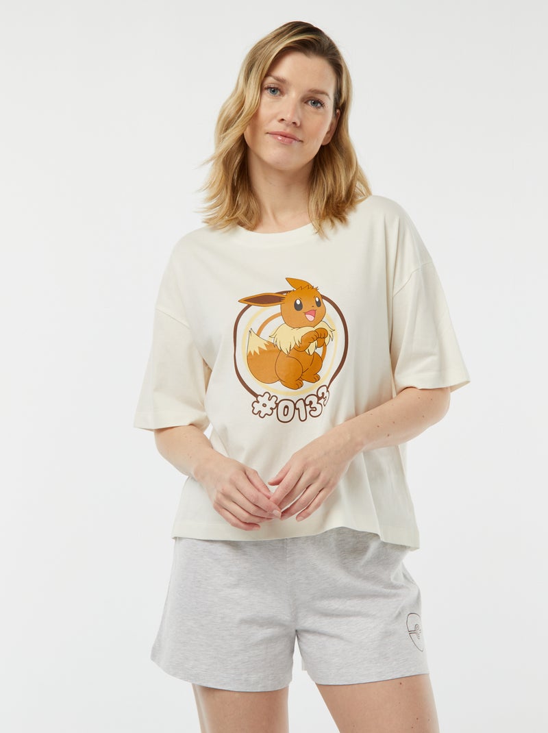 Pyjama 2 pièces - tee-shirt + short 'Evoli' Blanc - Kiabi