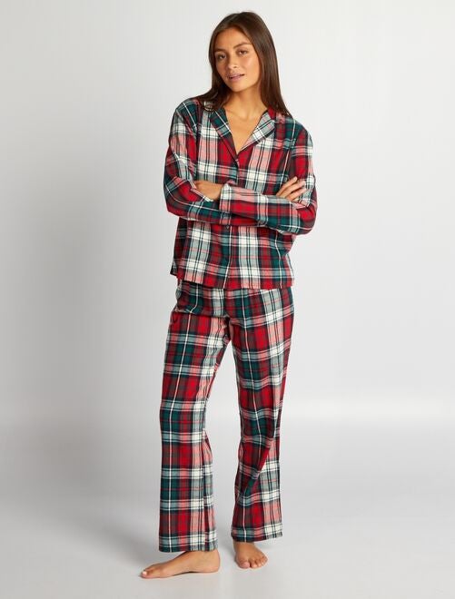 Pyjama 2 pièces à carreaux - Kiabi
