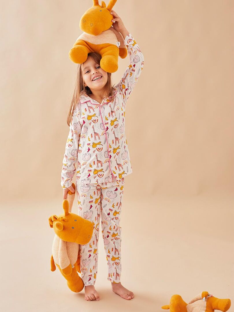 Pyjama unisexe une-pièce rayé assorti, coupe ajustée pour Enfant