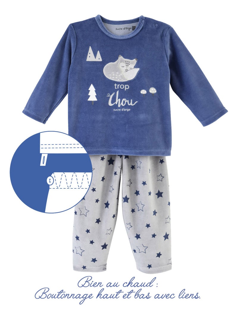 PYJAMA 2 PIECES BLEU MODELE BERNARDO Bleu - Kiabi
