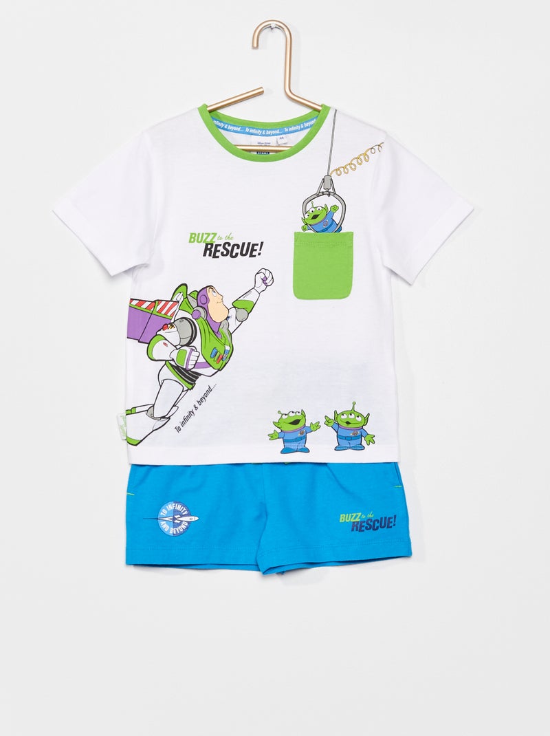 Pyjama 2 pièces 'Buzz l'éclair' 'Toy Story' blanc/bleu - Kiabi
