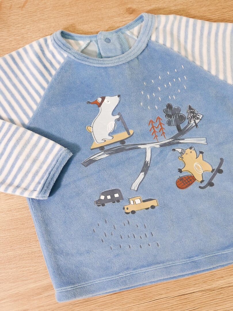 Pyjama 2 Pièces 'castor & Cie' 'doo&bo' Bleu - Kiabi