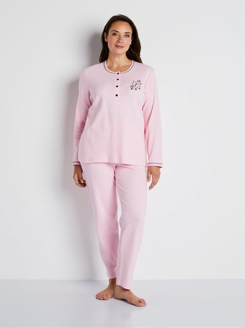 Pyjama 2 pièces coton, broderie poitrine - Afibel - Kiabi Pyjama 2 pièces coton, broderie poitrine - Afibel - Kiabi