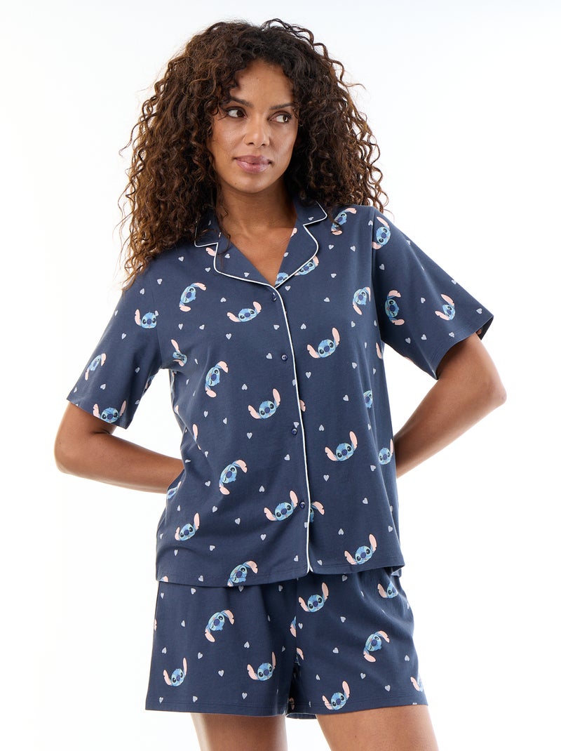Pyjama 2 pièces 'Disney' en coton imprimé Bleu - Kiabi