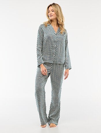 Pyjama 2 pièces effet satiné - chemise + pantalon