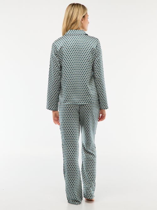 Pyjama 2 pièces effet satiné - chemise + pantalon - Kiabi