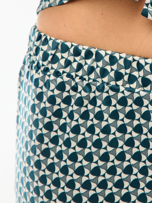 Pyjama 2 pièces effet satiné - chemise + pantalon - Kiabi