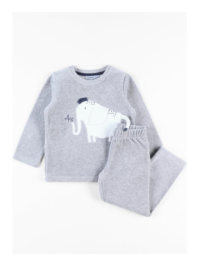 Pyjama 2 pièces éléphant en velours, chiné Noukie's Gris - Kiabi