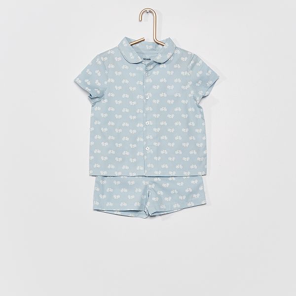 Pyjama 2 Pieces En Coton Bebe Fille Bleu Gris Kiabi 10 00