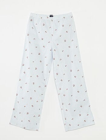 Pyjama 2 pièces en coton t-shirt côtelé + pantalon en popeline - 2 pièces