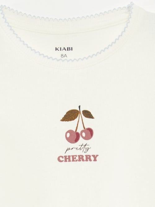 Pyjama 2 pièces en coton t-shirt côtelé + pantalon en popeline - 2 pièces - Kiabi