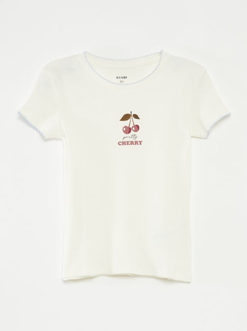 Pyjama 2 pièces en coton t-shirt côtelé + pantalon en popeline - 2 pièces - Kiabi