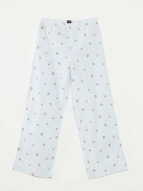 Pyjama 2 pièces en coton t-shirt côtelé + pantalon en popeline - 2 pièces - Kiabi