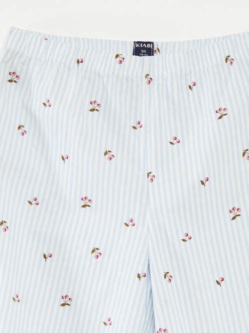 Pyjama 2 pièces en coton t-shirt côtelé + pantalon en popeline - 2 pièces - Kiabi