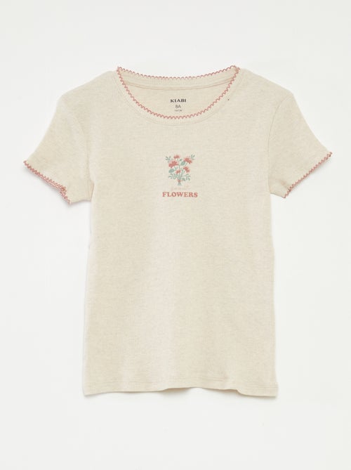 Pyjama 2 pièces en coton t-shirt côtelé + pantalon en popeline - 2 pièces - Kiabi