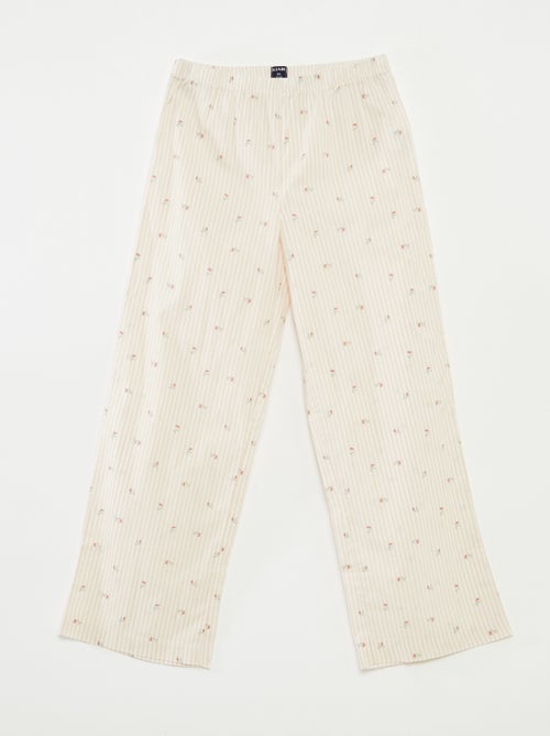 Pyjama 2 pièces en coton t-shirt côtelé + pantalon en popeline - 2 pièces - Kiabi