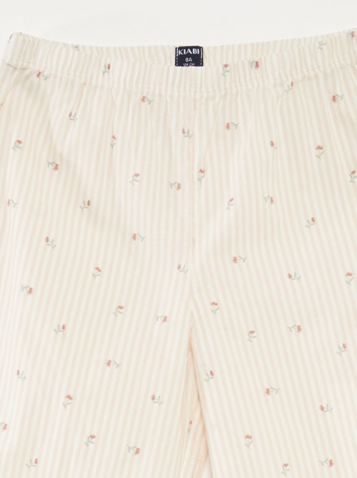 Pyjama 2 pièces en coton t-shirt côtelé + pantalon en popeline - 2 pièces - Kiabi
