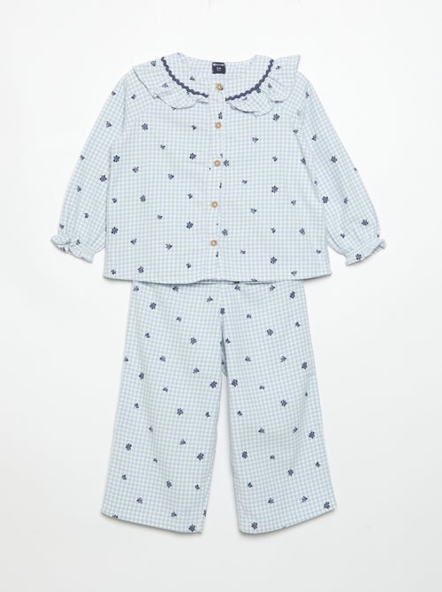 Pyjama 2 pièces en flanelle - Haut boutonné + pantalon - Kiabi Pyjama 2 pièces en flanelle - Haut boutonné + pantalon - Kiabi