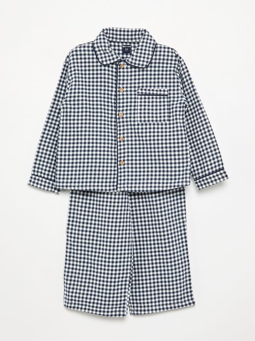 Pyjama 2 pièces en flanelle - Haut boutonné + pantalon - Kiabi