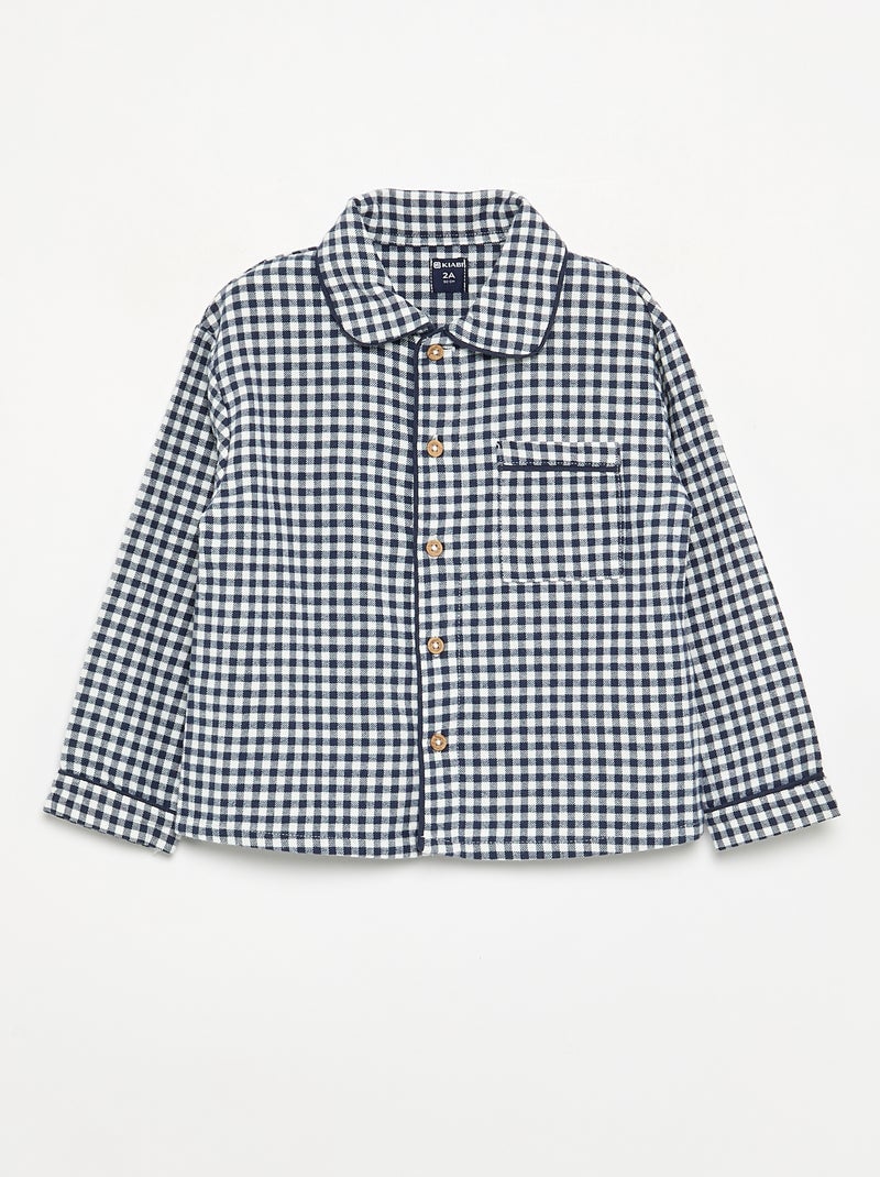 Pyjama 2 pièces en flanelle - Haut boutonné + pantalon Gris - Kiabi