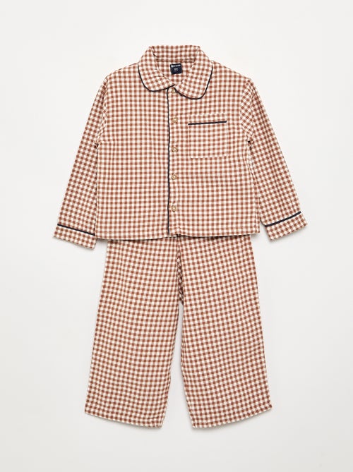 Pyjama 2 pièces en flanelle - Haut boutonné + pantalon - Kiabi Pyjama 2 pièces en flanelle - Haut boutonné + pantalon - Kiabi