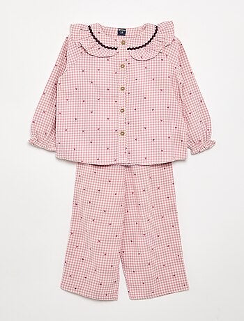 Pyjama 2 pièces en flanelle - Haut boutonné + pantalon
