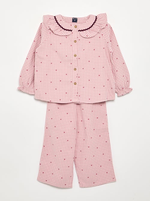 Pyjama 2 pièces en flanelle - Haut boutonné + pantalon - Kiabi Pyjama 2 pièces en flanelle - Haut boutonné + pantalon - Kiabi