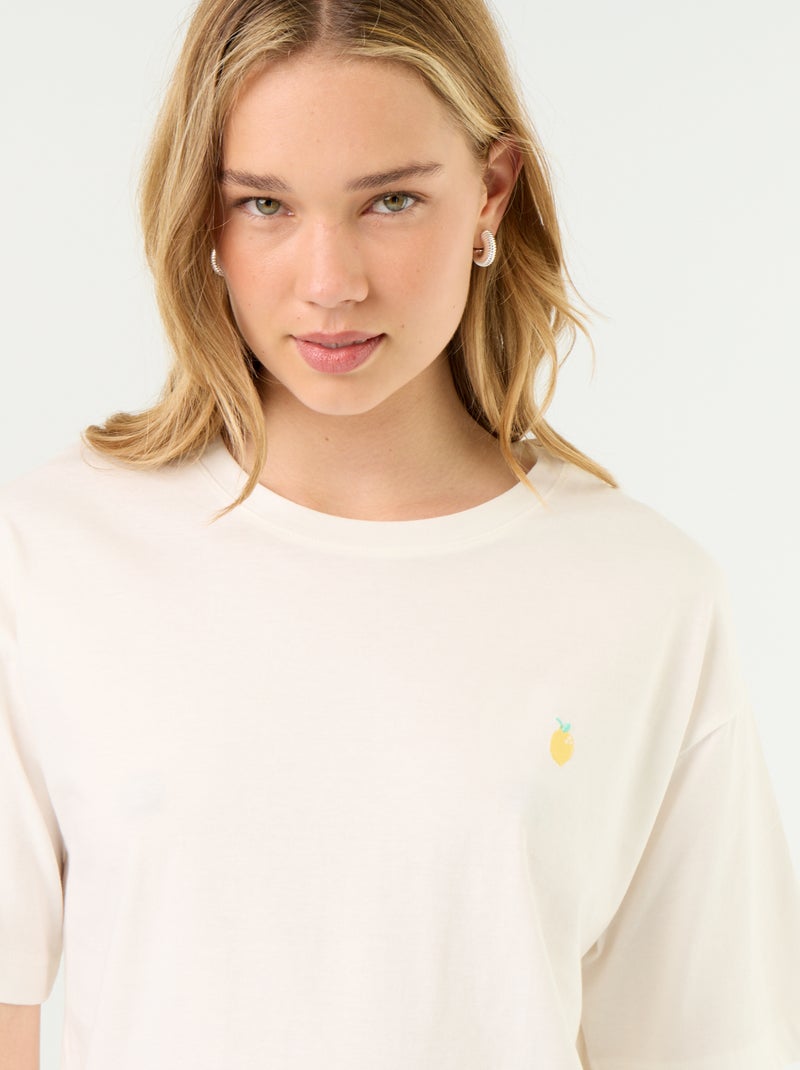 Pyjama 2 pièces en jersey de coton - T-shirt + short Blanc - Kiabi