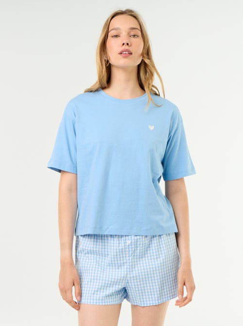 Pyjama 2 pièces en jersey de coton - T-shirt + short - Kiabi