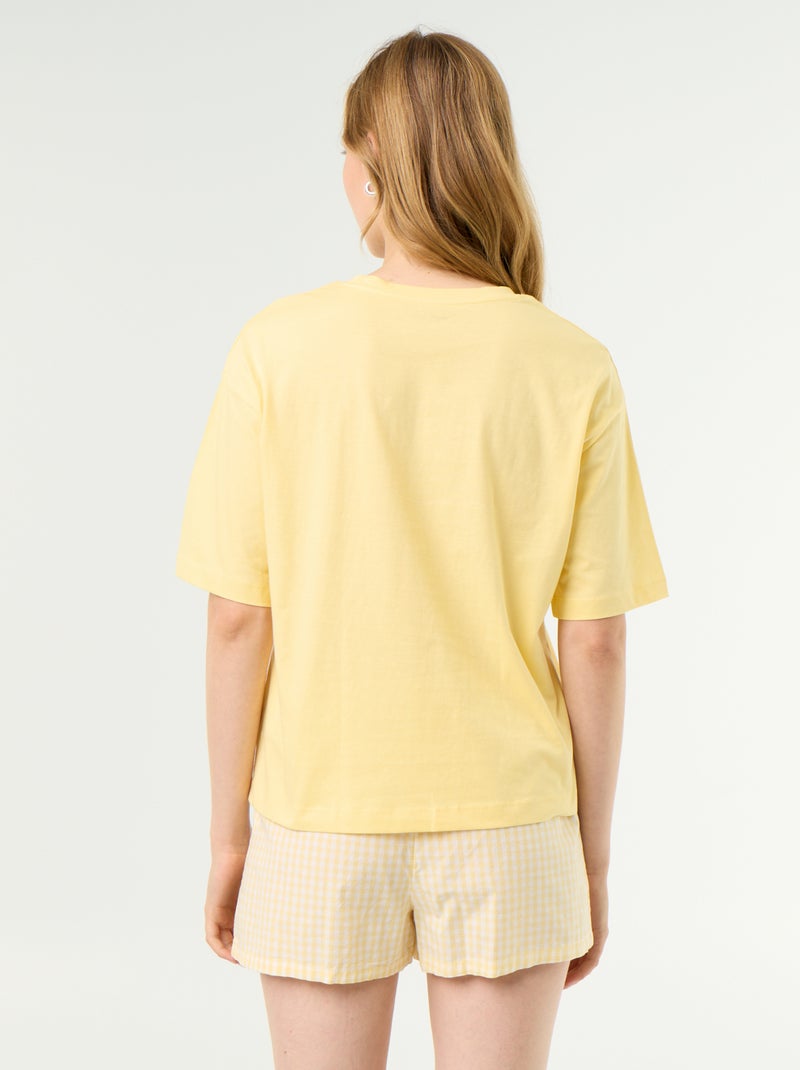 Pyjama 2 pièces en jersey de coton - T-shirt + short Jaune - Kiabi