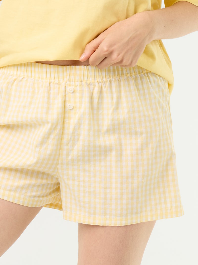 Pyjama 2 pièces en jersey de coton - T-shirt + short Jaune - Kiabi