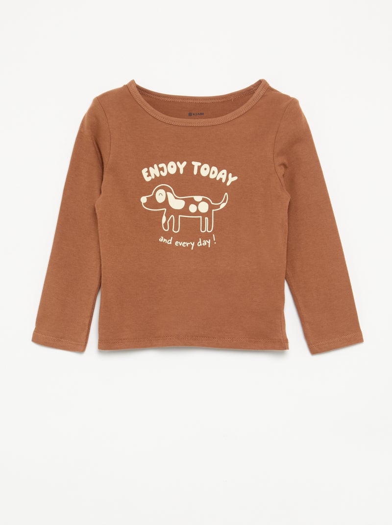Pyjama 2 pièces en jersey Marron - Kiabi