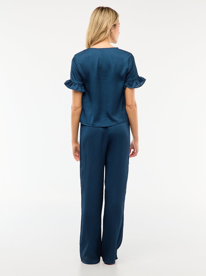 Pyjama 2 pièces en maille crêpe Bleu - Kiabi