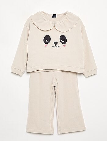 Pyjama 2 pièces en maille gaufrée - Sweat + pantalon
