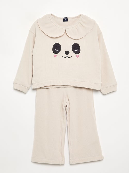 Pyjama 2 pièces en maille gaufrée - Sweat + pantalon - Kiabi Pyjama 2 pièces en maille gaufrée - Sweat + pantalon - Kiabi