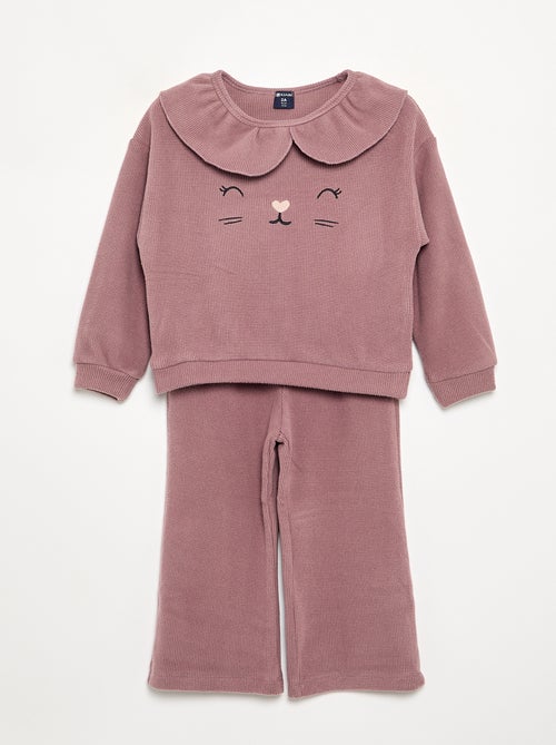 Pyjama 2 pièces en maille gaufrée - Sweat + pantalon - Kiabi Pyjama 2 pièces en maille gaufrée - Sweat + pantalon - Kiabi