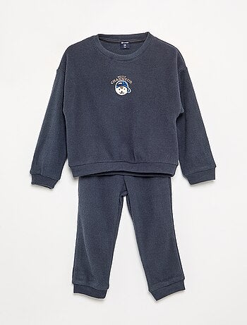 Pyjama 2 pièces en maille gaufrée- Sweat + pantalon
