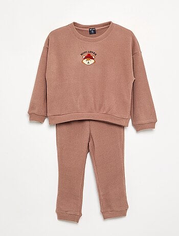 Pyjama 2 pièces en maille gaufrée- Sweat + pantalon