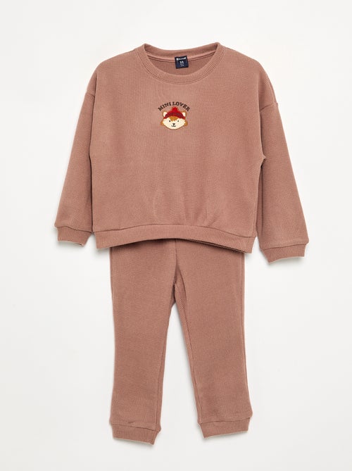 Pyjama 2 pièces en maille gaufrée- Sweat + pantalon - Kiabi Pyjama 2 pièces en maille gaufrée- Sweat + pantalon - Kiabi