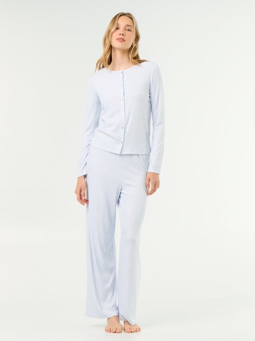 Pyjama 2 pièces en maille pointelle - Gilet + pantalon - Kiabi Pyjama 2 pièces en maille pointelle - Gilet + pantalon - Kiabi