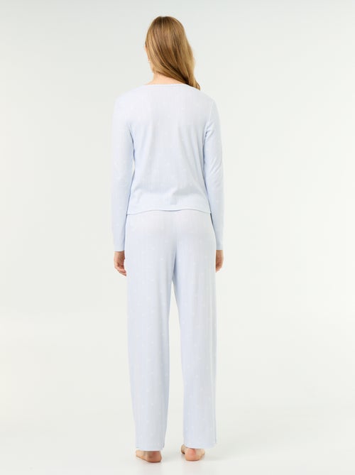 Pyjama 2 pièces en maille pointelle - Gilet + pantalon - Kiabi Pyjama 2 pièces en maille pointelle - Gilet + pantalon - Kiabi