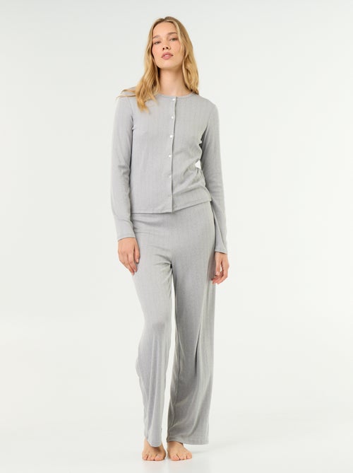Pyjama 2 pièces en maille pointelle - Gilet + pantalon - Kiabi Pyjama 2 pièces en maille pointelle - Gilet + pantalon - Kiabi