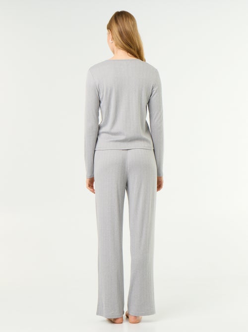 Pyjama 2 pièces en maille pointelle - Gilet + pantalon - Kiabi Pyjama 2 pièces en maille pointelle - Gilet + pantalon - Kiabi