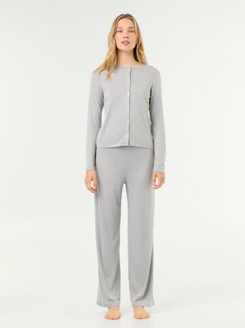 Pyjama 2 pièces en maille pointelle - Gilet + pantalon - Kiabi Pyjama 2 pièces en maille pointelle - Gilet + pantalon - Kiabi
