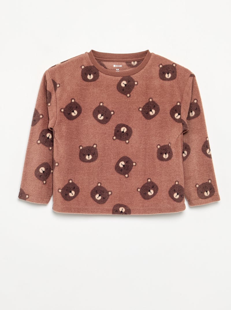 Pyjama 2 pièces en polaire Marron - Kiabi
